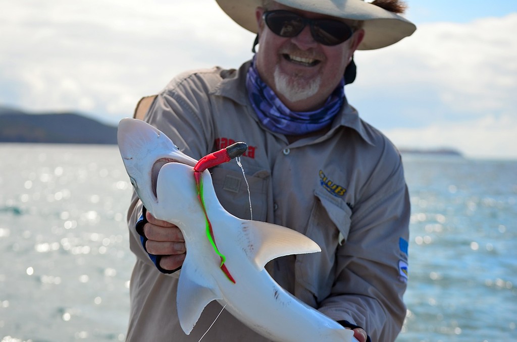 Graham Brake with a little shark that took his Gulp Nemesis soft plastic.  Jigging offers up a smorgasbord of catches. - The keys to quick jigging trips © Lee Brake